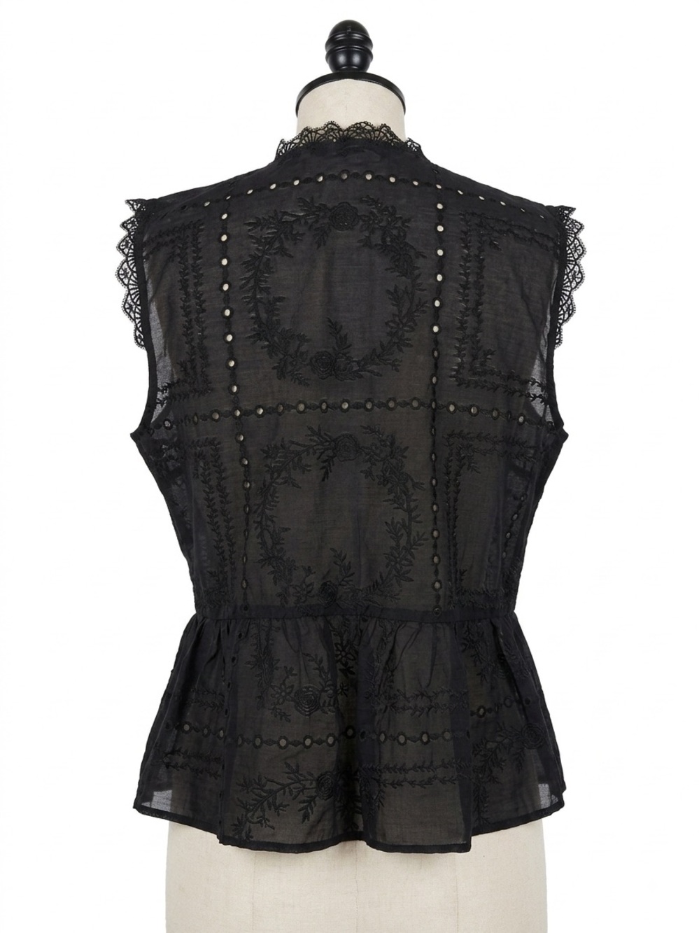Calypso St. Barth Black embroidered lace Trim tie front Peplum top. Brand new. - Picture 3 of 15